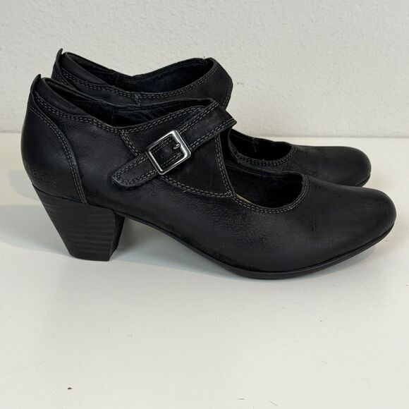 Taos Studio Oiled Leather Mary Jane Pumps Black 8.5/39 - Picture 1 of 8